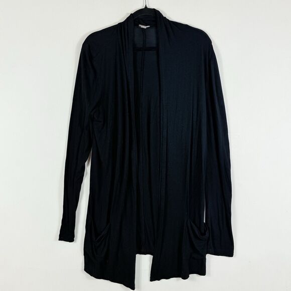 J. Jill Black Stretch Jersey Knit Open‎ Front Cardigan Sweater Women's Medium - Picture 1 of 7